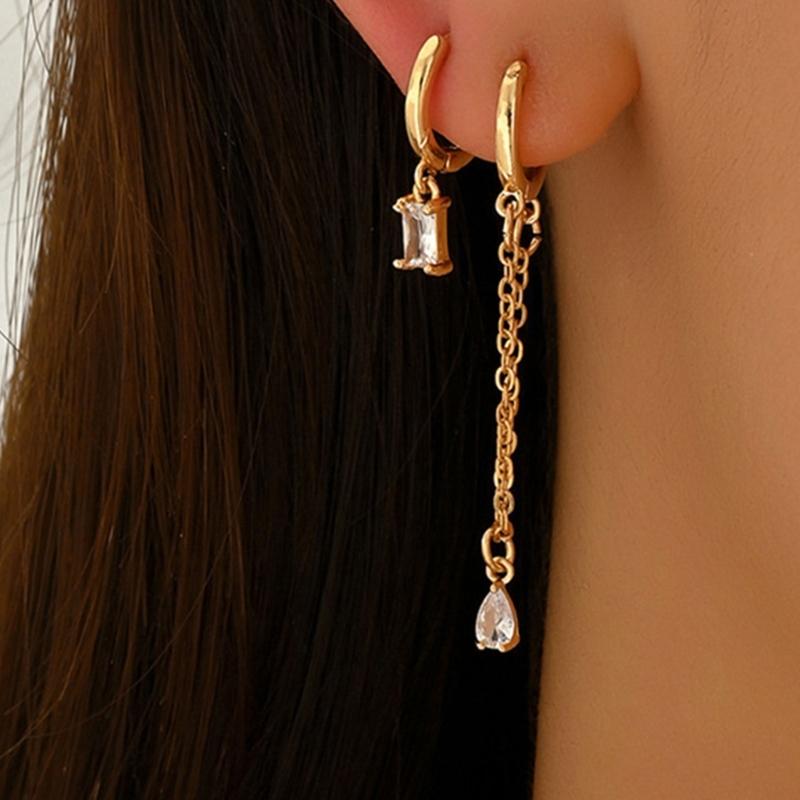 5Pcs Modern Geometric Ear Jewelry Glittering Synthetic Stones Comfort Fit Skin-Friendly Designs for Women