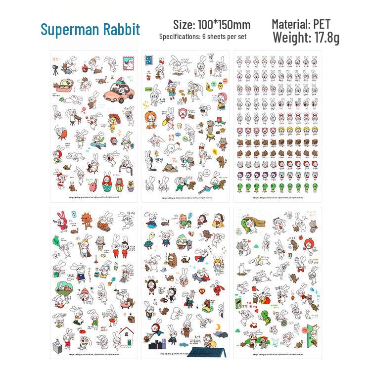 Korean Cartoon Animal Transparent PVC Stickers for Diaries and Baby Growth Journals