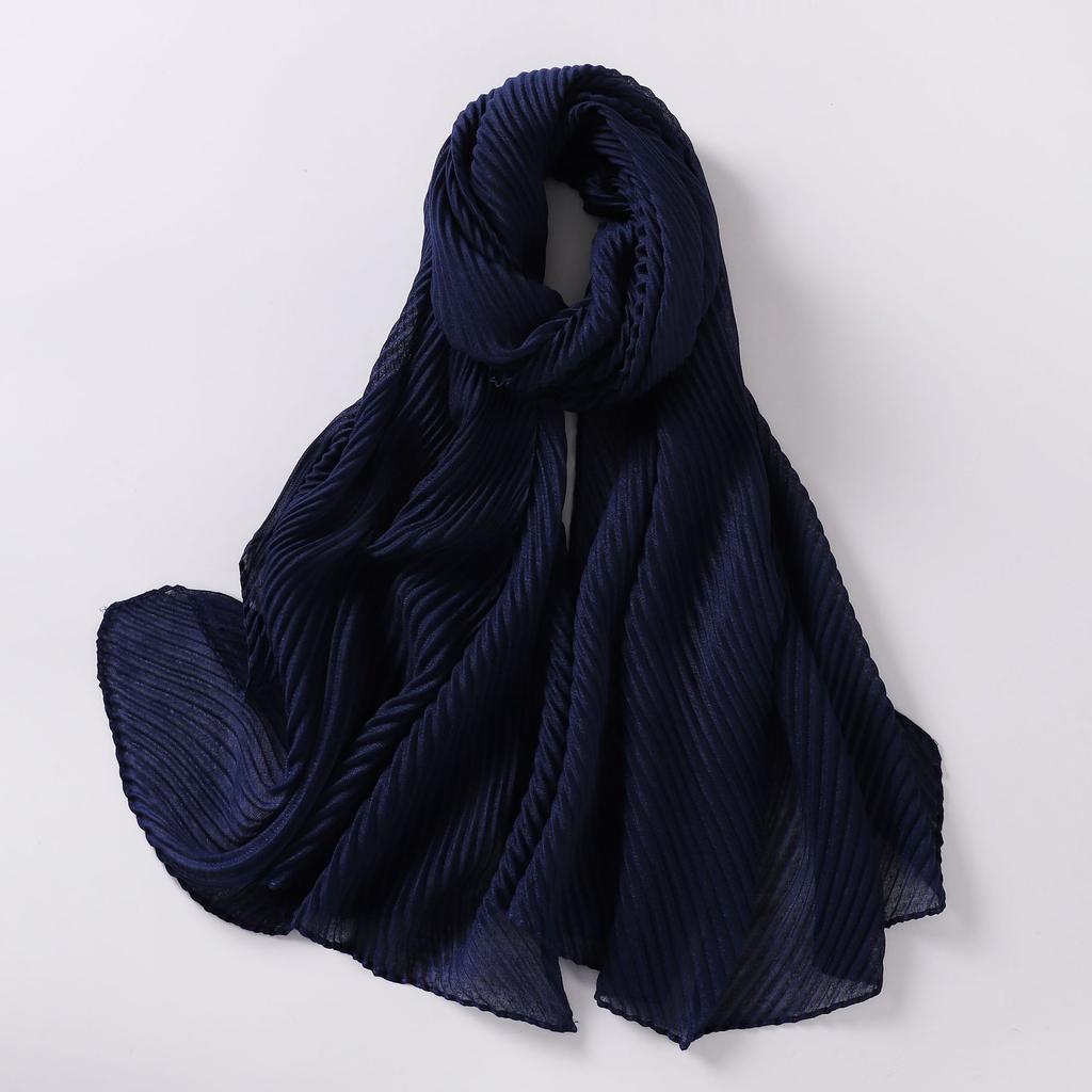 Large Size Pleated Hijab Scarf For Women Muslim Daily Wear