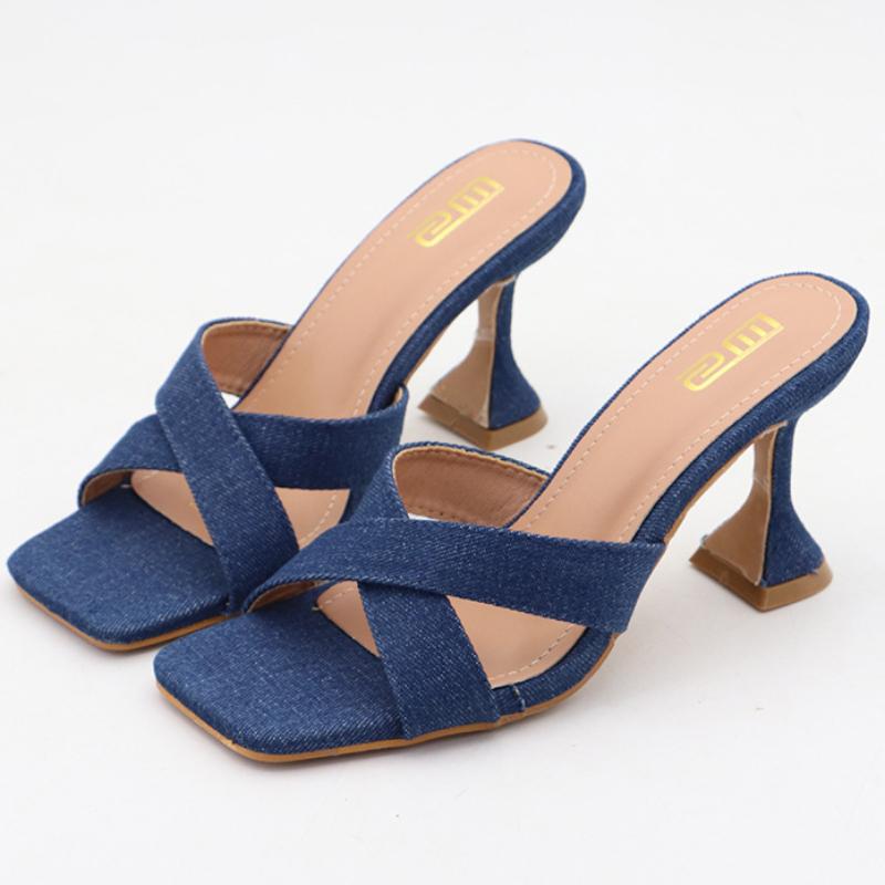 

Fashion Luxury Designer Open Toe Women Sandal Blue Denim Square Toe Cross Tied Outdoor Shoes Fashion Comfortable Plus Size Women Shoes 42 синий