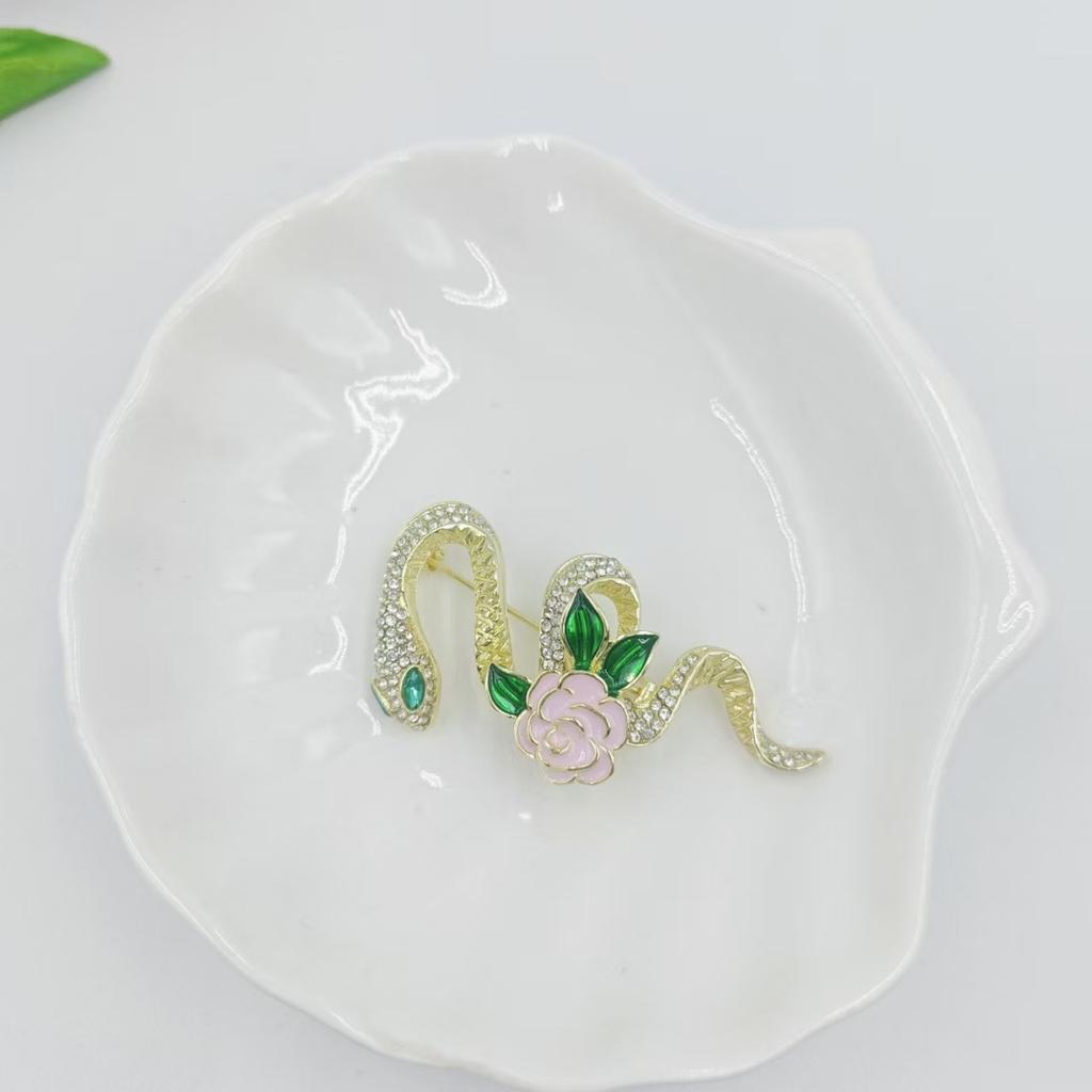 Flower Snake Brooches For Women Unisex Rhinestone Lovely Animal Party Casual Brooch Pins Gifts