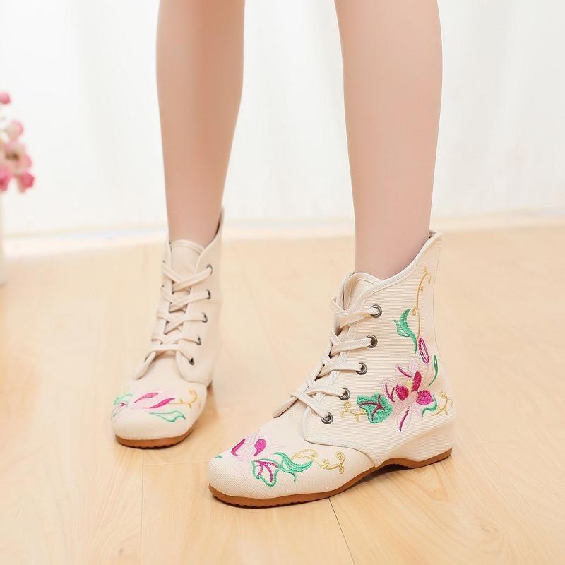 3 χρώματα Mandala Old Beijing Κεντημένες υφασμάτινες μπότες λαϊκό στυλ και Oxford's Foundation