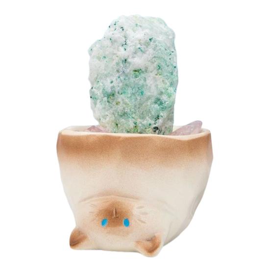 Mini Cat Ornament with Crystal Desktop Resin Cat Figurine Aroma Diffuser Stone Aromatherapy Fragrant Oil Diffuser for Home Office Meditation Room