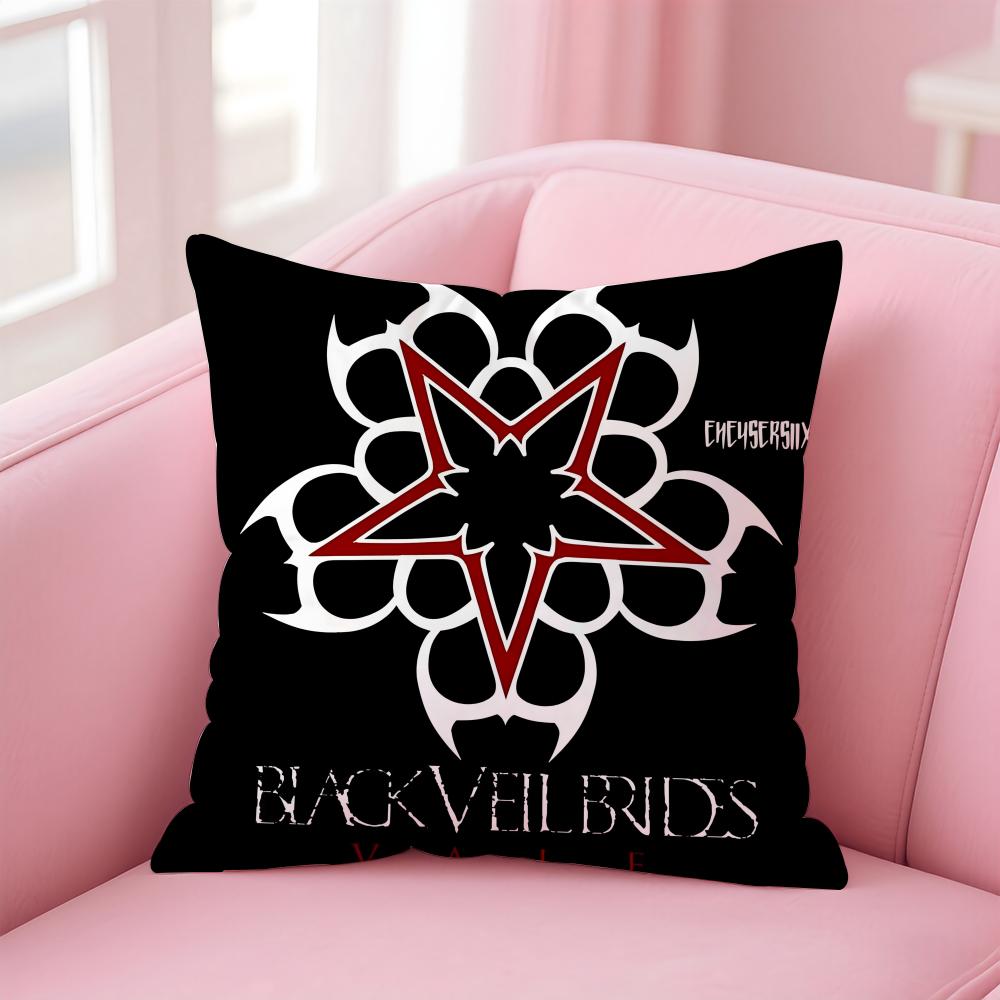Black V-Veil B-Brides Band Cushion Cover Linen Pillowcase Cover Soft Decor For Sofa Home Room