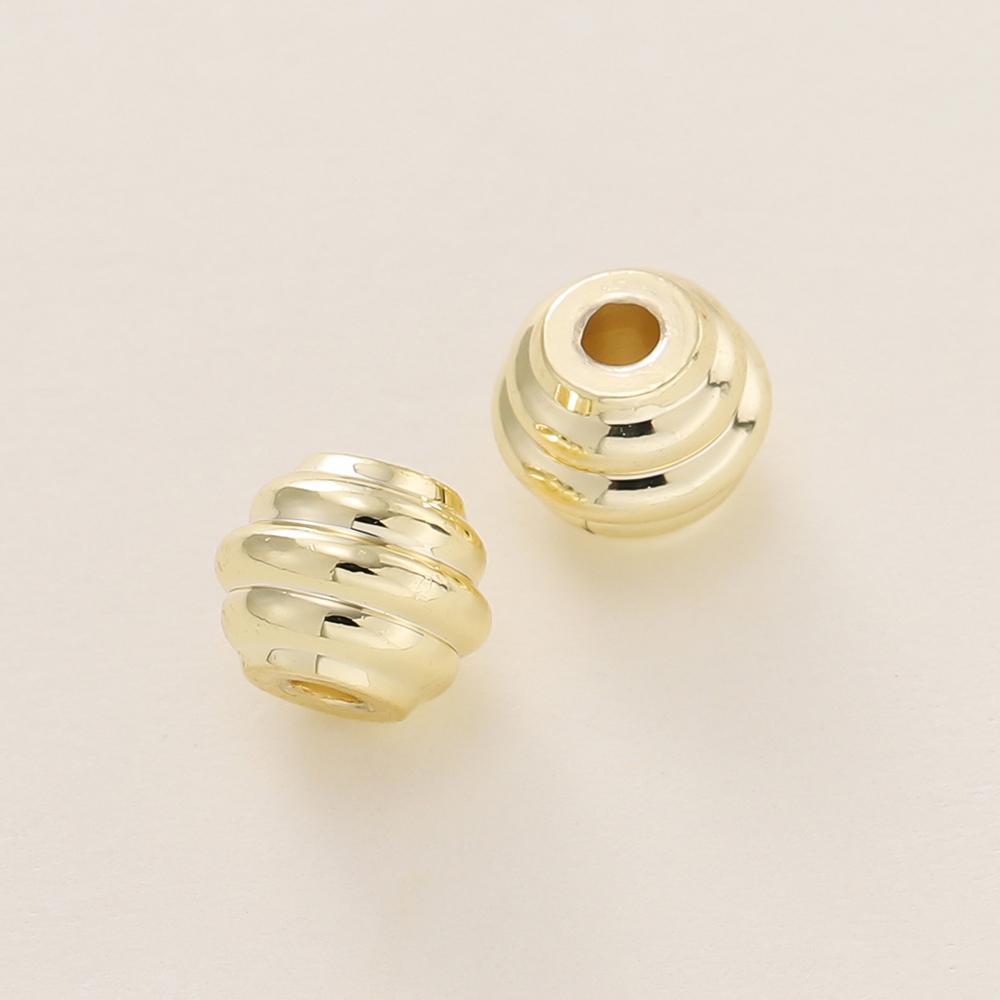 

10Pcs/Lot 4*5mm 14/18K Gold Color Plated Striped Beads For Handmade DIY Bracelet Necklace Jewelry Making Accessories