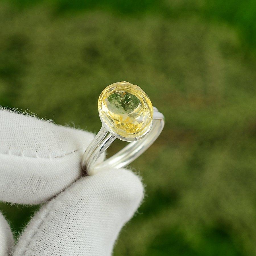 

Sisters Day Deal 925 Sterling Silver Citrine Stone Statement Ring Jewelry US 8 8