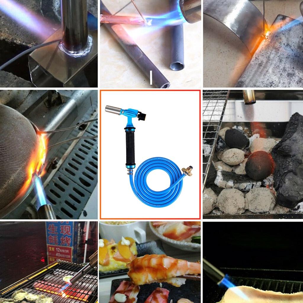 3 Meter 2 Farben Gasschweißbrenner Elektronische Zündung Flüssiggas-Schweißbrenner-Set mit 3 Meter Schlauch zum Löten