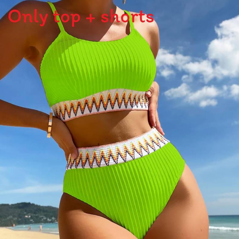 High Waist Bikini Set With Polyester Material For Water Sports And Beach Wear Women