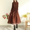 2025 autumn new retro style floral dress lace edge long waist thin loose Mori long skirt
