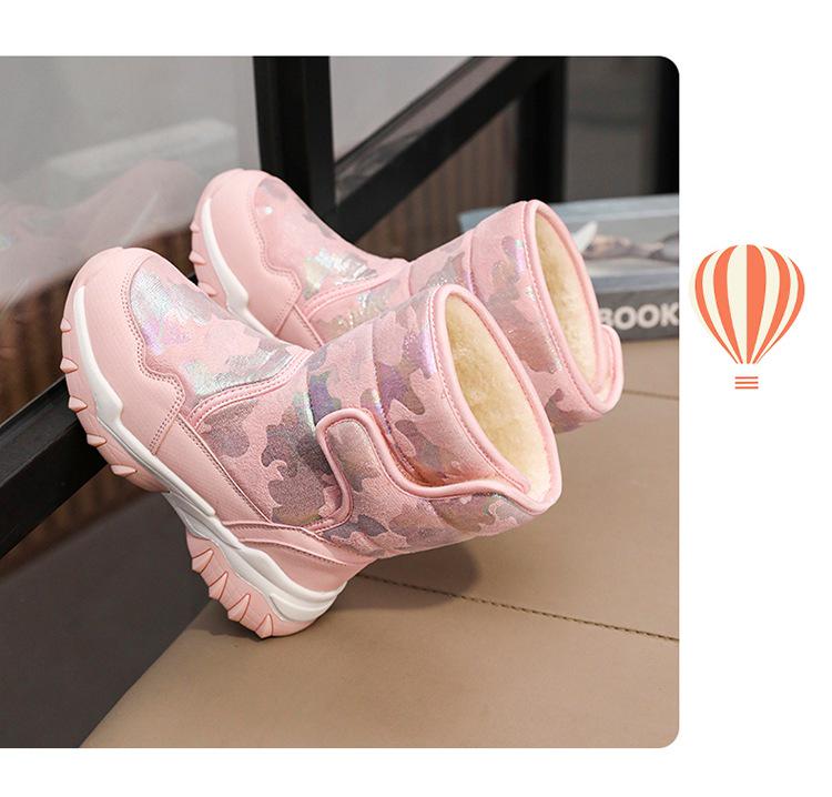 Girls' High-Top Warm Winter Snow Boots - Thick, Comfortable, Fashionable, Plus Velvet Cotton