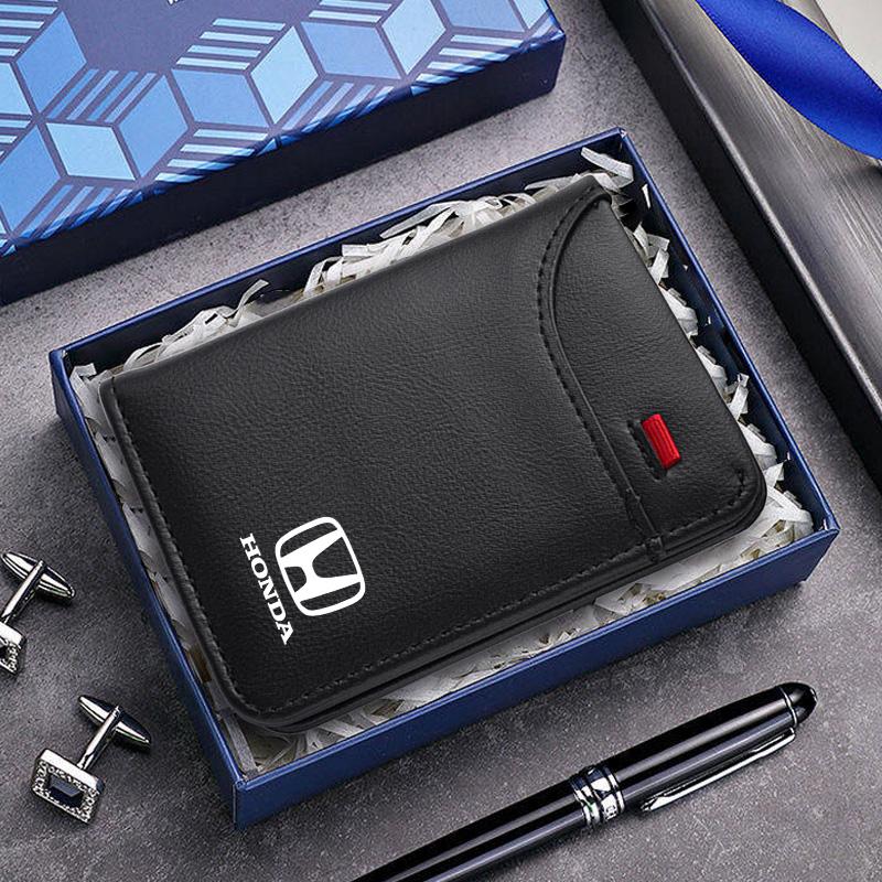 Portefeuille pour homme en cuir de moto Porte-monnaie Porte-cartes d'identité personnalisable pour Honda Jazz Pilot Civic Accord City FIT CRV HRV Cadeau LV4