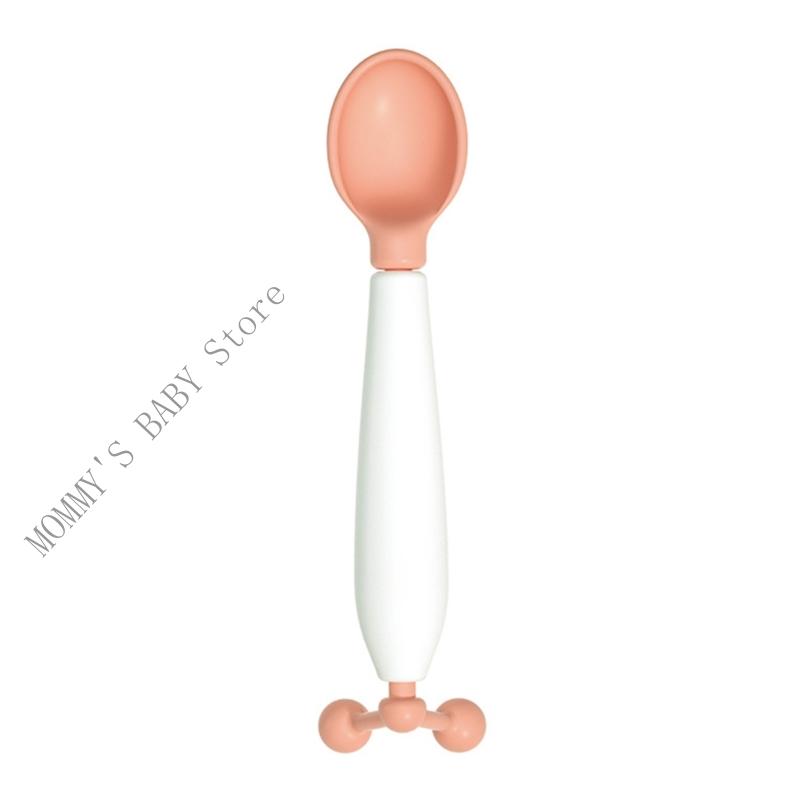 Plastic Gravitation Spoons Toddler Training Utensil Rotating Feeding Spoon Temperature Sensitive Toddler Feeding Spoon