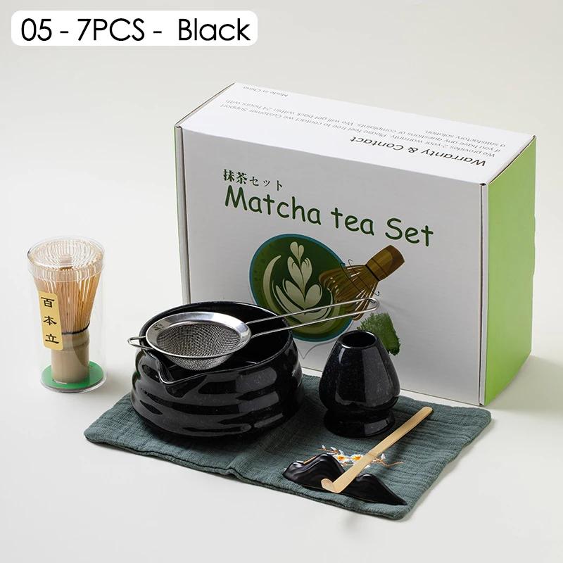 4/5/7/8 PIÈCES Boîte Cadeau Matcha en Céramique Japonaise Set de Thé Matcha avec Fouet en Bambou Pinceau Matcha Cuillère à Thé pour Outils de Bricolage pour la Préparation du Thé