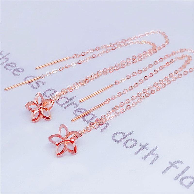 Exquisite Russian 585 Purple Gold Hollow Flower Earrings, Exquisite Versatile Fashion Rose Gold Plated Colored Gold Earrings