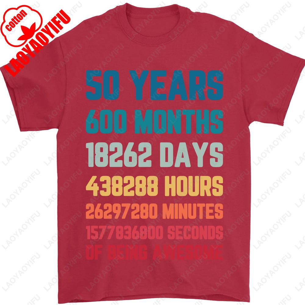 Vintage 1975 Original Mens 50th Birthday TShirt  50 Years of Legacy Cotton Retro Gift Oneck Male Unisex Adult Style Tops