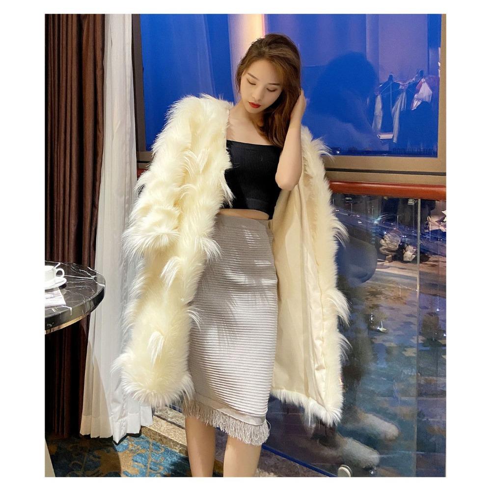 Autumn and Winter New Thick Imitation Fox Fur Women's Fur Coat Mid-length Coat Long Sleeve Long Fur Warm Coat