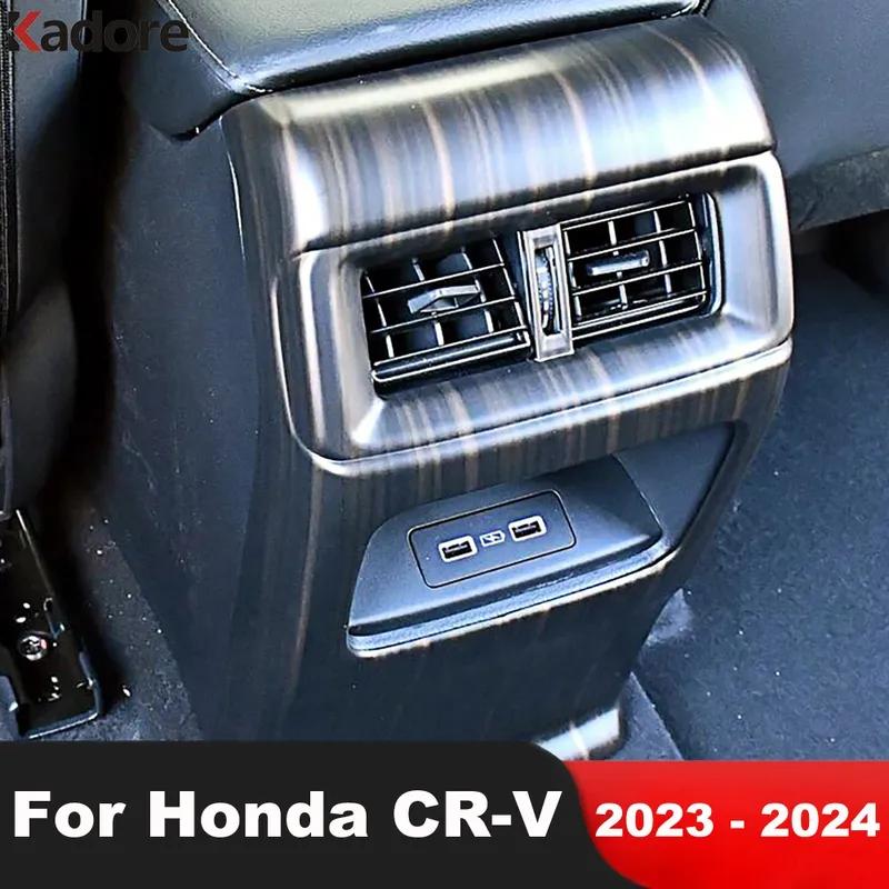 For Honda CRV CR-V  2024 Carbon Fiber Car Armrest Box Rear Air Condition Vent Outlet Cover Trim Interior Accessories