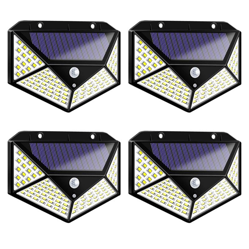 1/2/4/6Pcs 100 LED Wall Lights Outdoor Solar Lamp PIR Motion Sensor Solar Powered Sunlight Street Light for Garden Decoration
