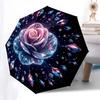 Crystal Rose Automatic Folding Umbrella: Portable 3-Fold Design with 8-Bone Iron Frame, Perfect for Outdoor Use, Festive Gifts, Travel, Dail