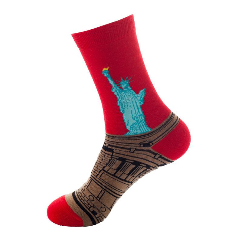 Oil painting medium tube socks European and American adult socks Women's trend stockings Men's autumn and winter cotton socks