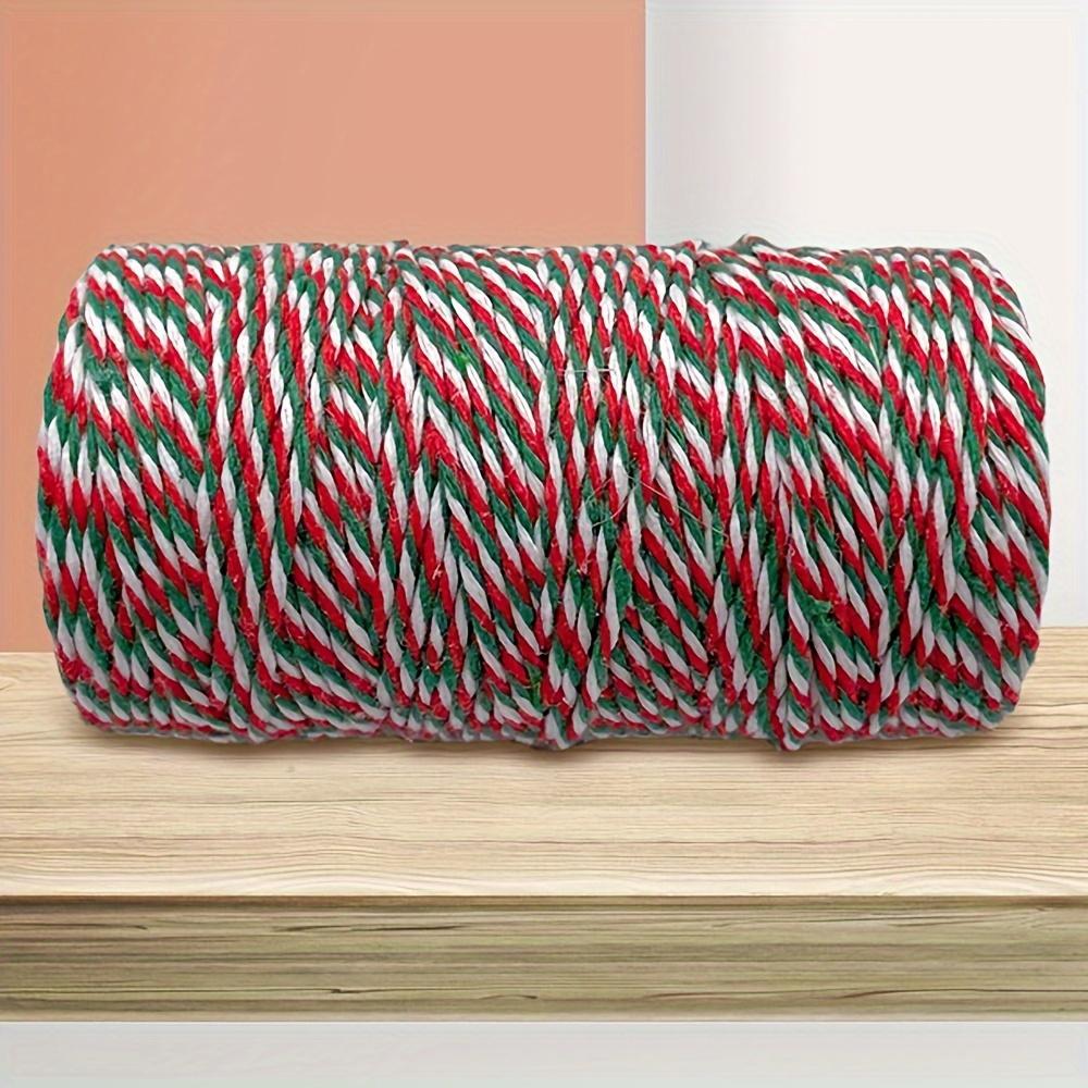 Festive Tricolor Christmas String - 2mm Thick Handmade Hemp Rope for Gift Wrapping, Holiday Decorations, and Sewing Projects