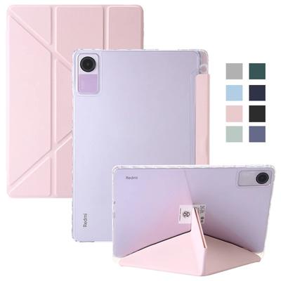 Capa de couro PU Smart Folio de 11" com suporte rígido e acrílico para Redmi Pad SE com suporte para lápis, capa protetora dobrável e com toque de pele