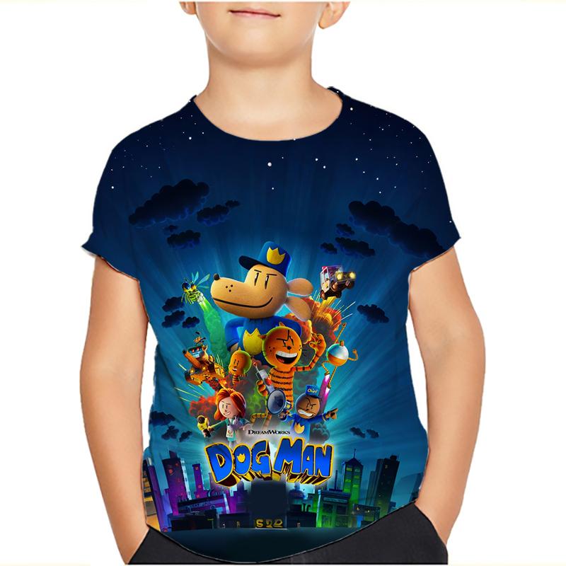 

Детская футболка Dogman Dog Man 3D-принт Цветная футболка с графикой комикса Мягкий детский повседневный топ для мальчиков и девочек 140 дубильная кора