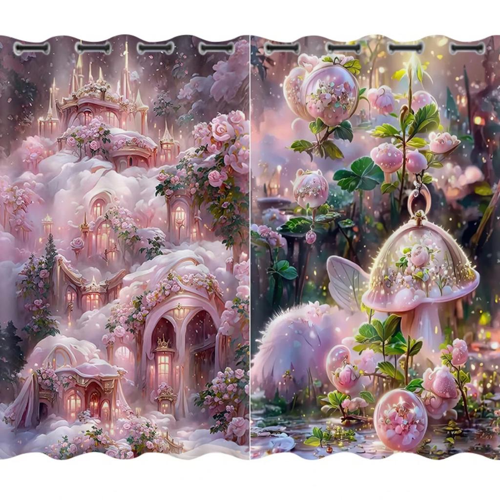 Závěs Ložnice Závěs s vysokým stíněním Trend Dívčí Růžový Vzor Zahrady Snů Zámku Závěsy Domácí Obývací Pokoj Zatemňovací Závěs Horký