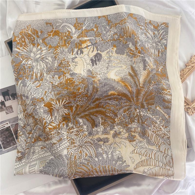 Luxury Desig Cashew Print Square Scarf Women’s Summer Breathable Silk Bandanna Luxury Female Neckerchief Fashion Hijab Gift 70cm