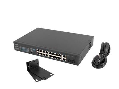 Lanberg Unmanaged Switch 16x 100Mb PoE+/2x Combo Rack 19" Gigabit Ethernet 150W