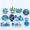 Bulharsko Blue Travel Suvenýr Ručně malované řemeslné dárky Kolekce magnetů na ledničku Dekorace domácí kuchyně