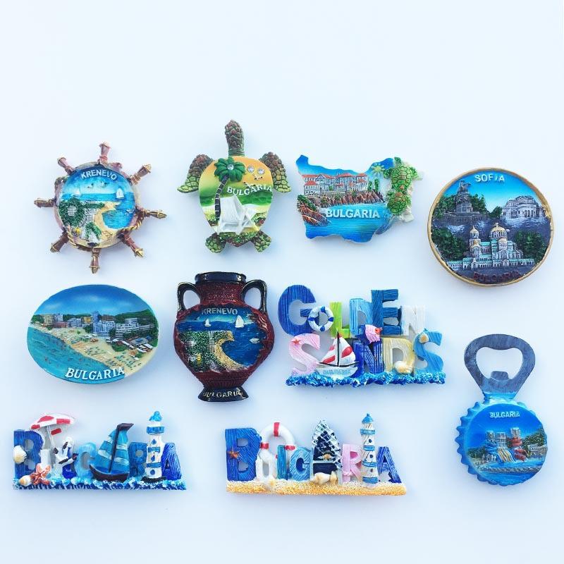 Bulgaria Blu souvenir da viaggio dipinto a mano regalo artigianale collezione di magneti per il frigorifero decorazione della cucina di casa