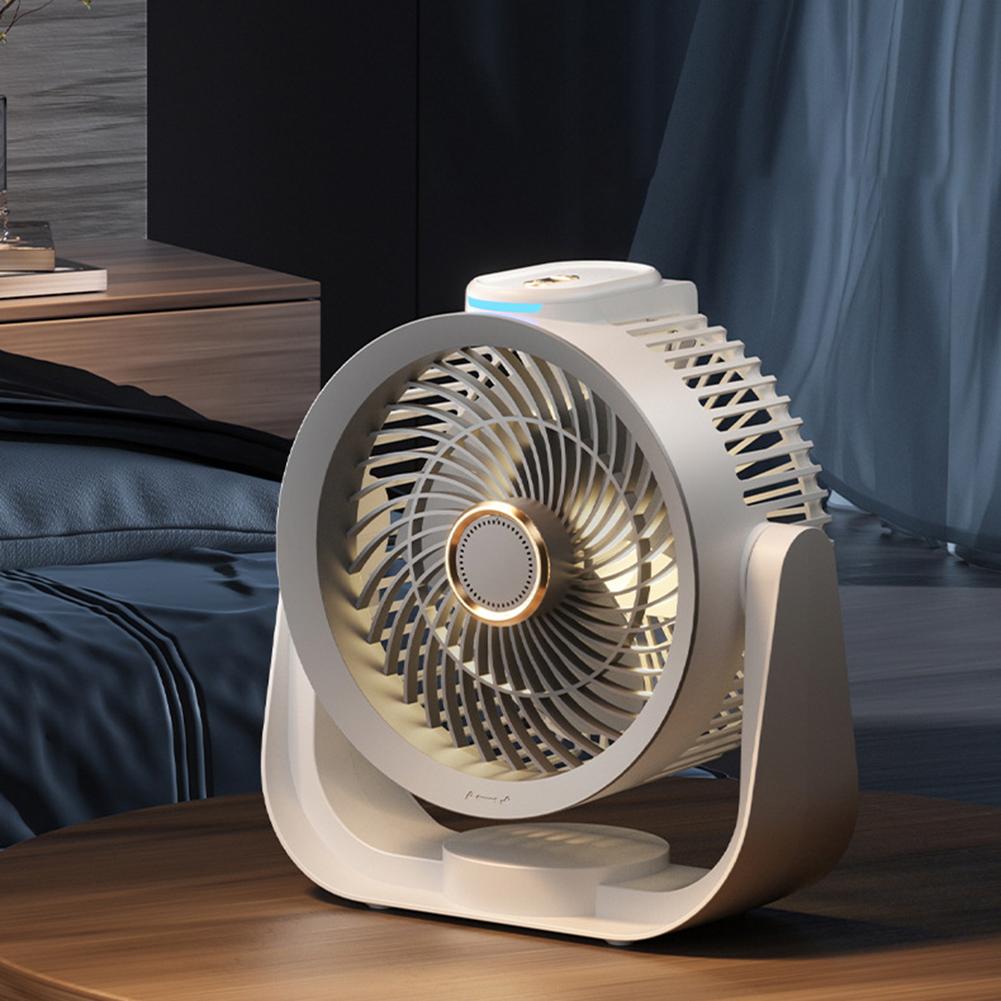 USB Charging Foldable Table Fan Low Noise with LED Light Electric Fan Circulator Air Circulator Fan for Camping Home Room Office