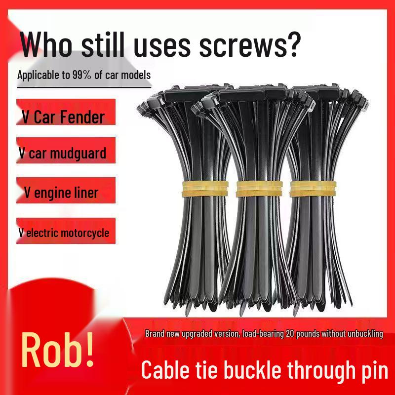 Black Multifunctional Cable Tie Strap with Buckle and Nail Fastening