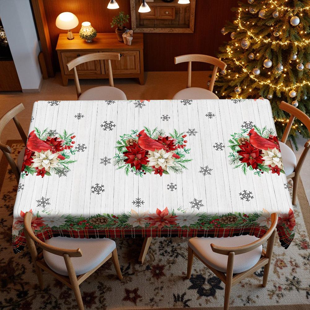 

Christmas Snow Tablecloth, Snowman Gift House Waterproof Tablecloth, Seder Party Holiday Decoration Cloth Round tablecloth-152x152cm