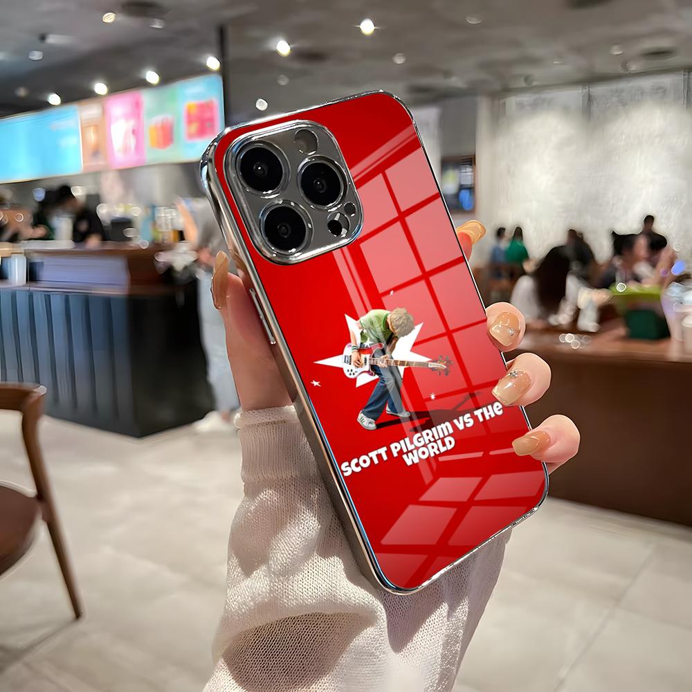 S-Scott Pilgrim Phone Case For IPhone 17 Pro Max 15 Pro 16 14 Plus 12 13 Mini 11 Pro Shockproof Electroplated Glass Cover
