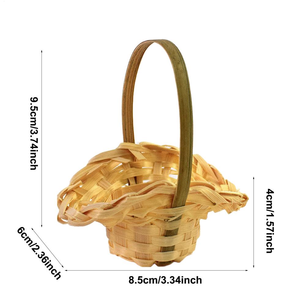 Basket For Flowers Rustic Basket with Handle Portable Miniature Woven Desktop Ornament For Garden Home Outdoor Wedding Farmhouse