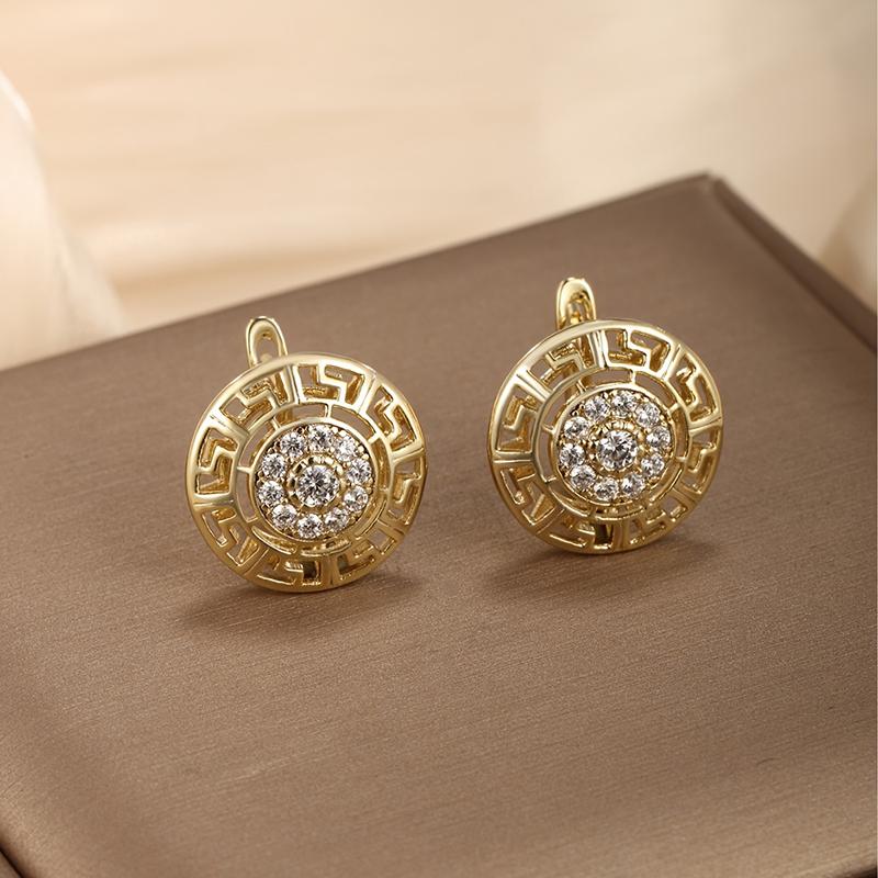 Huitan Hollow Gear Design Women Hoop Earrings for Party Trendy with Cubic Zirconia Elegant Novel Wedding Fancy Daily JewelryGood product