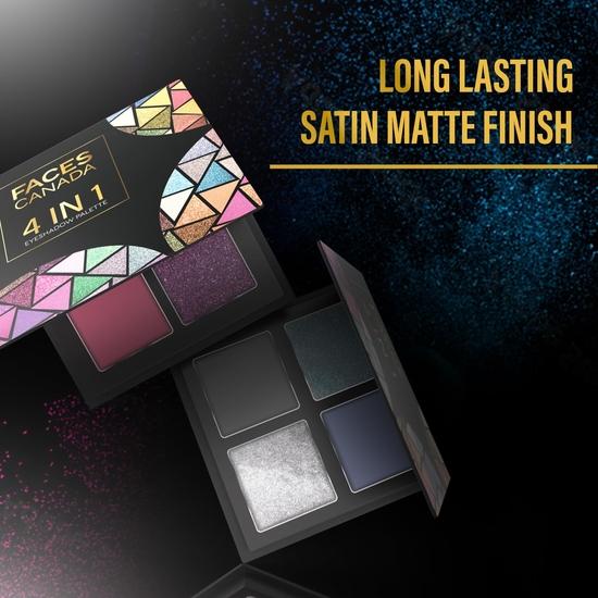 FACESCANADA 4 In 1 Quad Eyeshadow Palette Powder-Wicked Fantasy 03, 4.8G|Shimmer & Matte Shades|Satin Matte Finish Eye Shadow Quartet|Intense Pigment