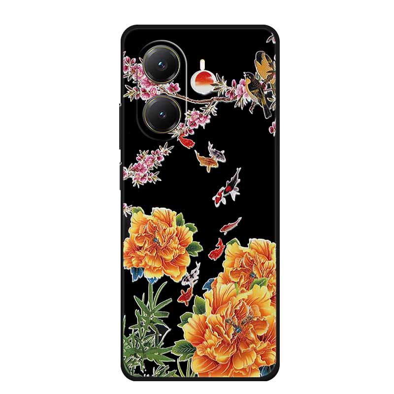 For Xiaomi POCO X7 Pro Case X7Pro 3D Relief Emboss Flowers Black Silicone Soft Back Cover Case For Redmi Turbo 4 Case Turbo4 Bag