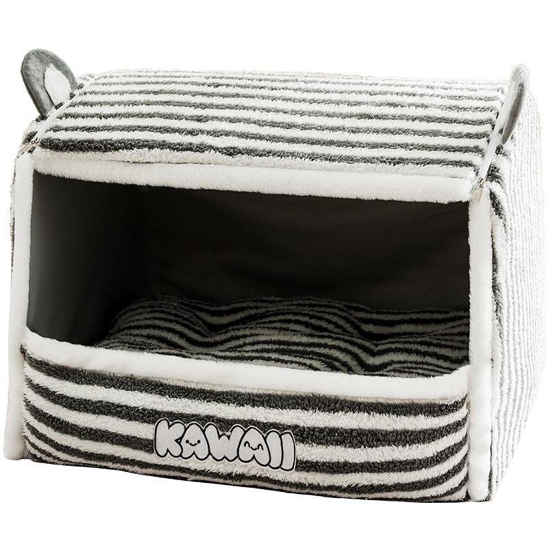 Haustiernest Herbst und Winter Gestreifte Jurte Geschlossener Zwinger Katze Warmes Katzenkörbchen Tiefschlafzelt Hundebett