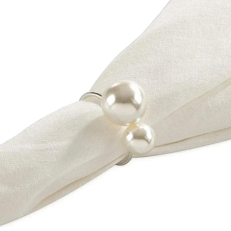 96Pcs Small Large Pearl Napkin Ring Frame, Metal Napkin Ring, Wedding Party, Holiday Banquet, Christmas Dinner, Decorative Gifts