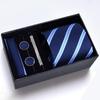 Men's Formal Tie Gift Box: Five-Piece Set with Logo, 8cm Striped Black for Weddings and Business 