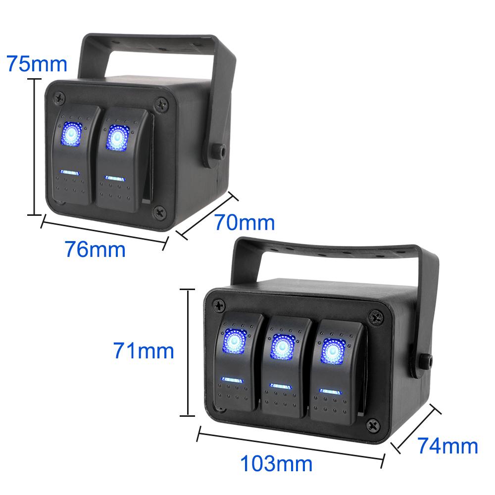 2/3 Gang Rocker Switch Panel Waterproof 12-24V With Bule LED Light Indicator For Vehicles Caravan Truck Marine Rotate Case