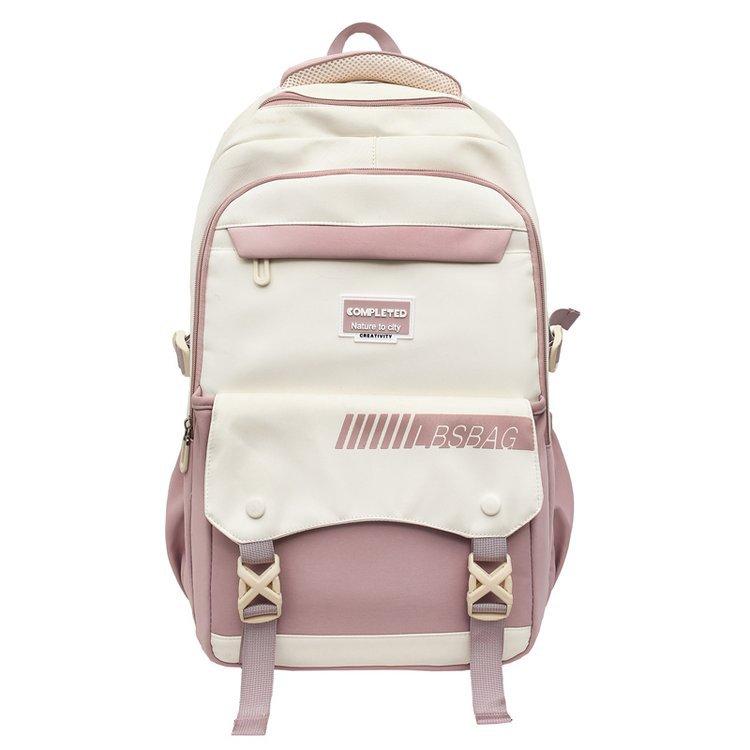 Schoolbag Korean Version Large-capacity Campus Simple Contrasting Color Versatile Schoolbag College Student Junior High School Student Backpack