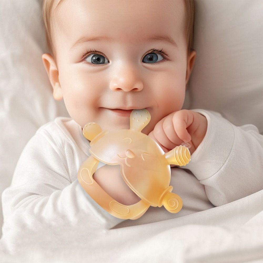 3pcs Food Grade Bunny Teething Toy Soft Silicone Teething Toys Easy Grip Teether Ring  Baby Chewing