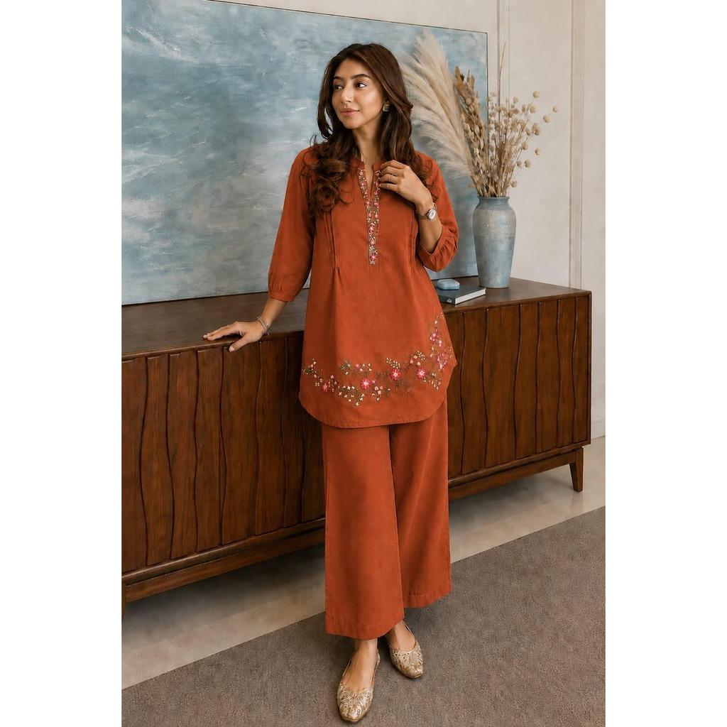 Pure Cotton Party Wear Kurti Pant Cord Set Indian Designer Top Tunic Kurta Set