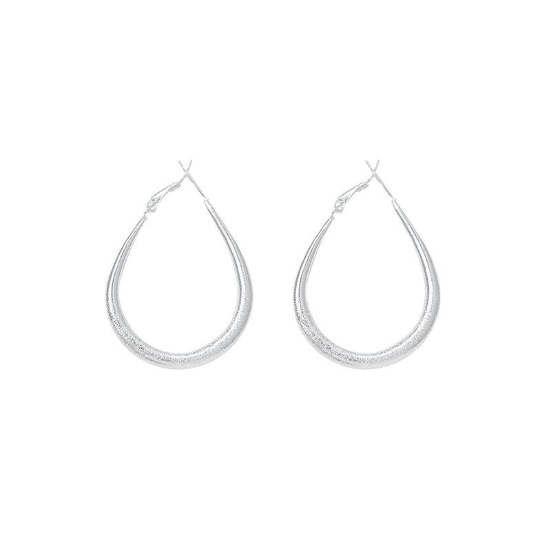 Water Droplet Ring Earrings Suitable for Square Round Face, Women's Cold Wind Exaggerated Matte Earrings, New Ear Jewelry