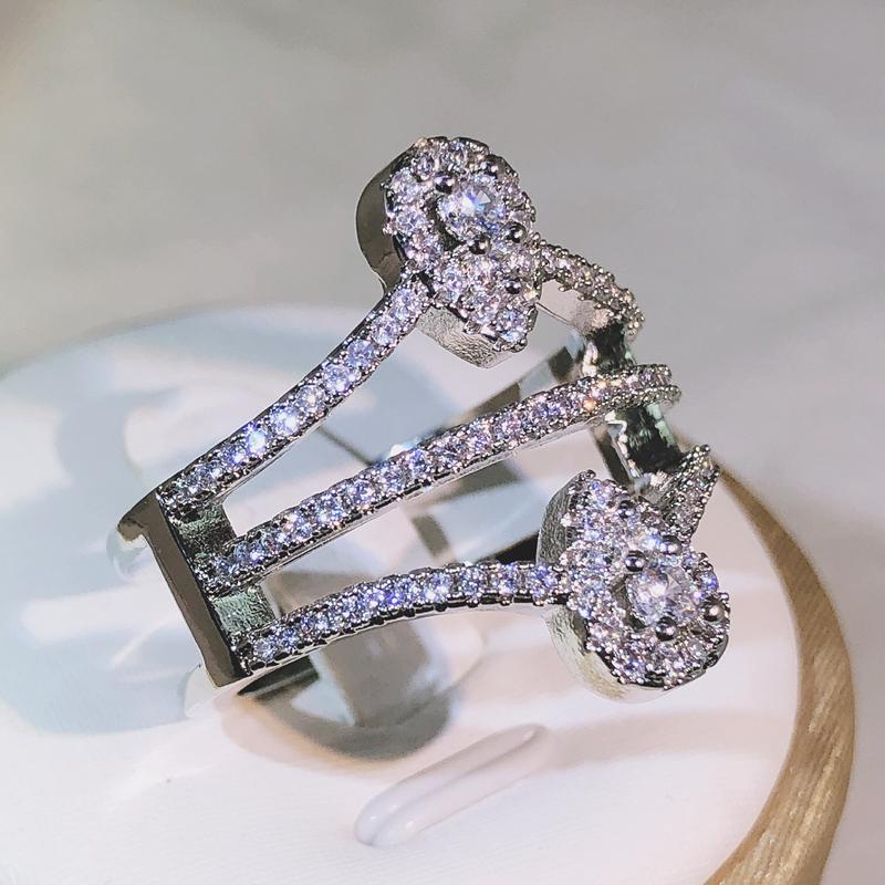 High Quality Double Water Drop Symmetry Creative Ring 925 Sterling Silver Suitable For Couples Party Valentine 'S Day Gifts