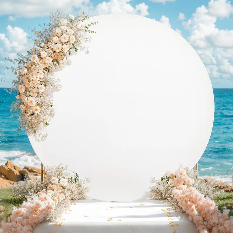 

Round Backdrop Cover Portable Foldable Solid Color Pography Background Cloth for Wedding Birthday Party DIY Decoration 6FT - 180cm Round